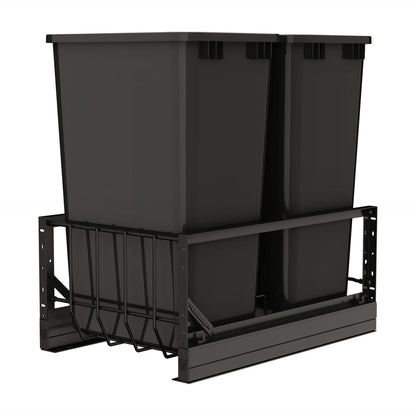Rev-A-Shelf Aluminum Pullout Waste Container with Soft-Close, Black, 21"