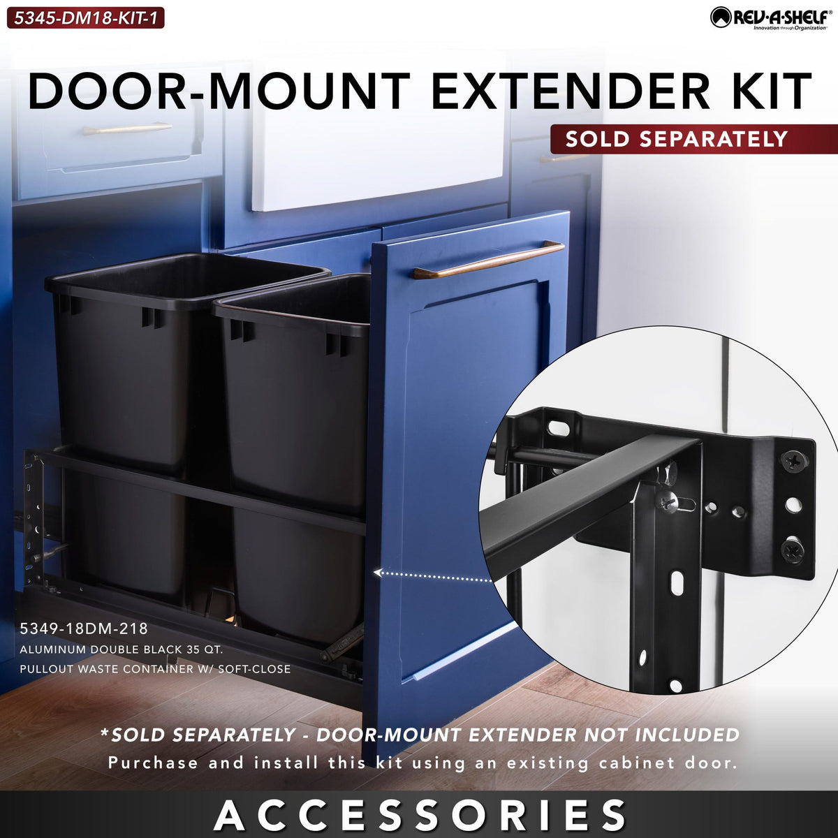 Rev-A-Shelf Aluminum Pullout Waste Container with Soft-Close