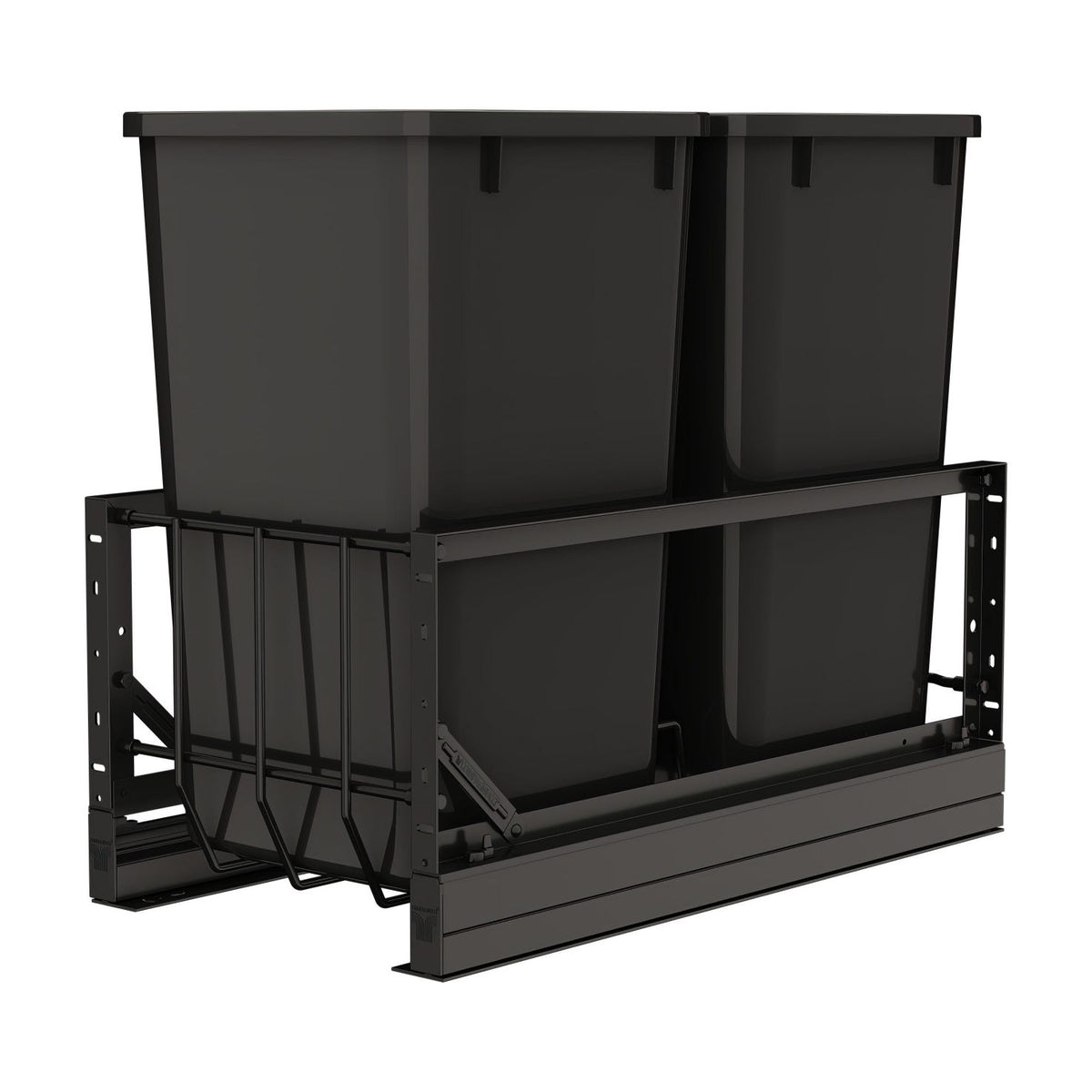 Rev-A-Shelf Aluminum Pullout Waste Container with Soft-Close, Black, 15"