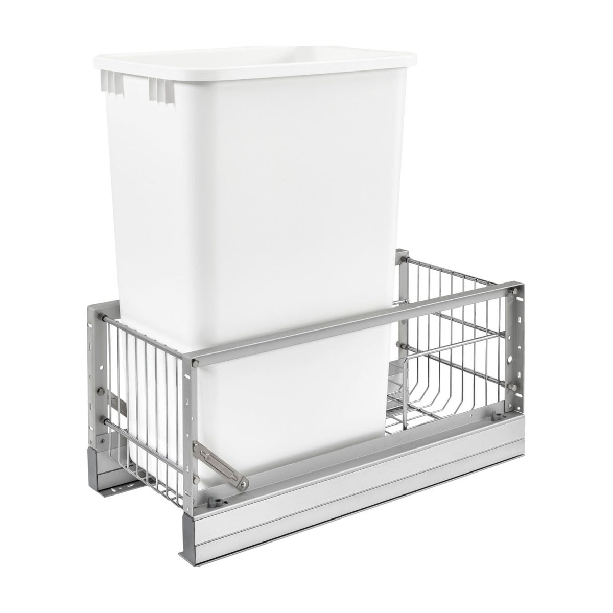 Rev-A-Shelf Aluminum Pullout Waste Container with Soft-Close, White, 15"