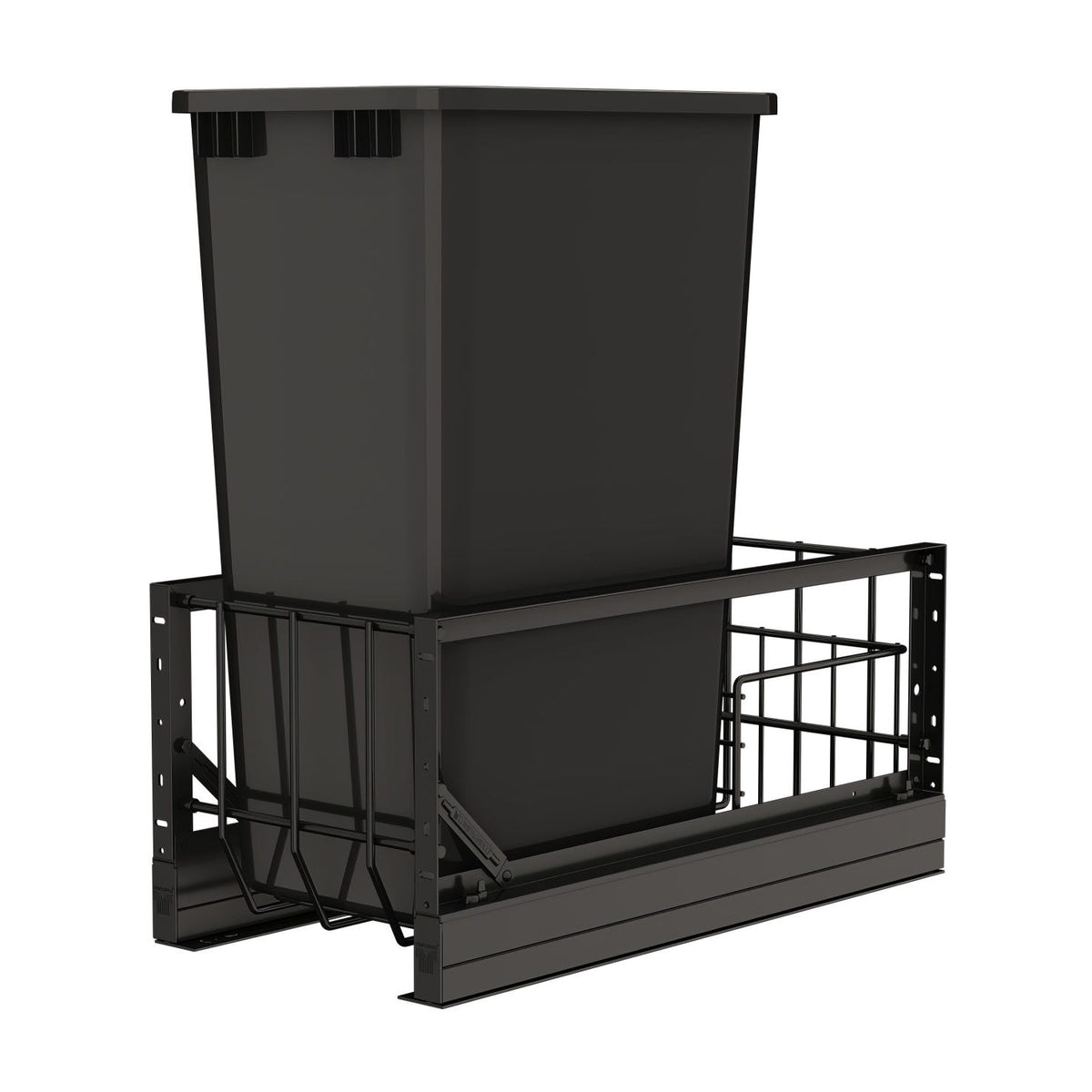 Rev-A-Shelf Aluminum Pullout Waste Container with Soft-Close, Black, 15"