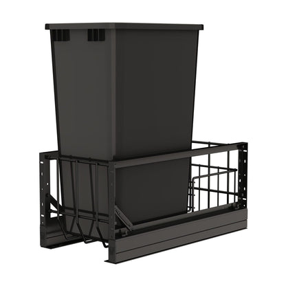 Rev-A-Shelf Aluminum Pullout Waste Container with Soft-Close, Black, 15"