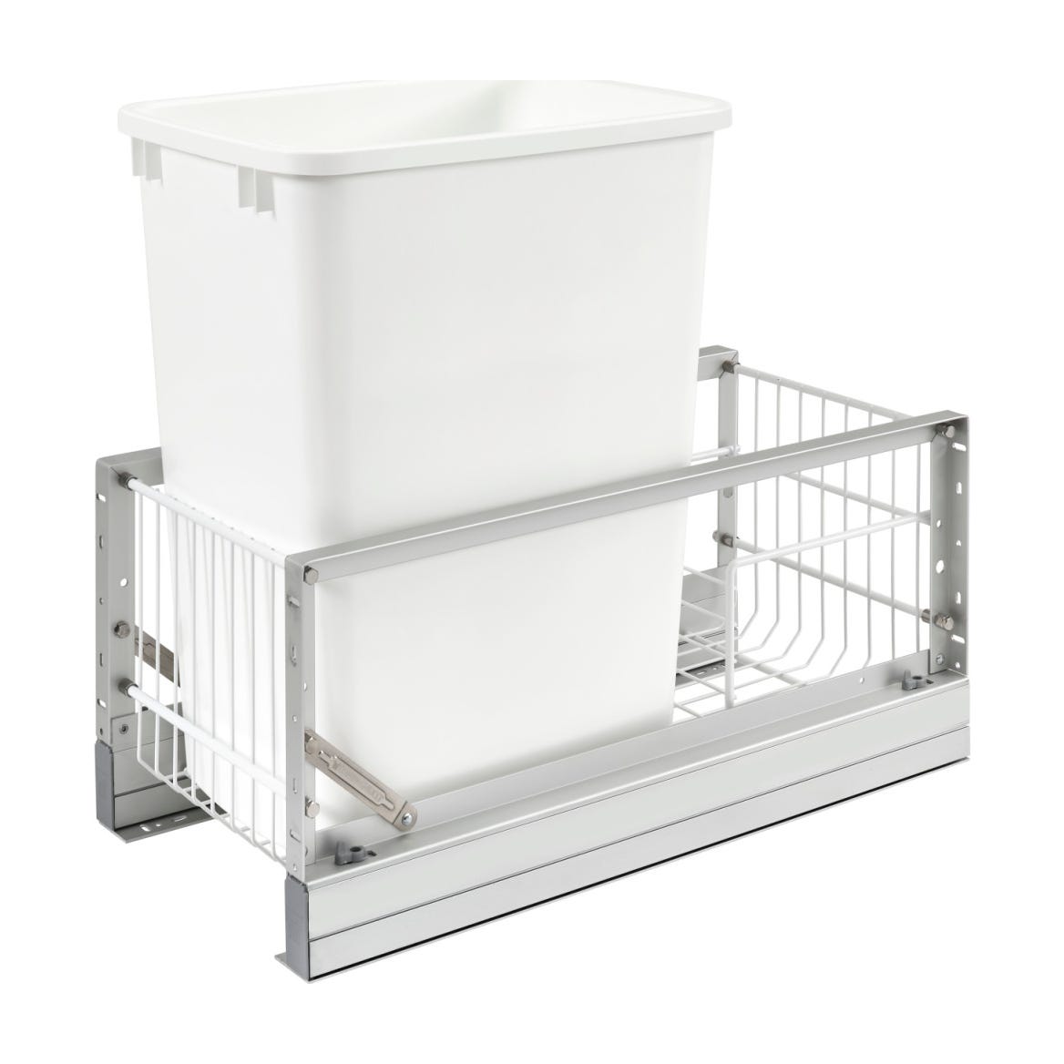 Rev-A-Shelf Aluminum Pullout Waste Container with Soft-Close, White, 15"