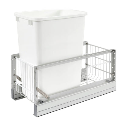 Rev-A-Shelf Aluminum Pullout Waste Container with Soft-Close, White, 15"