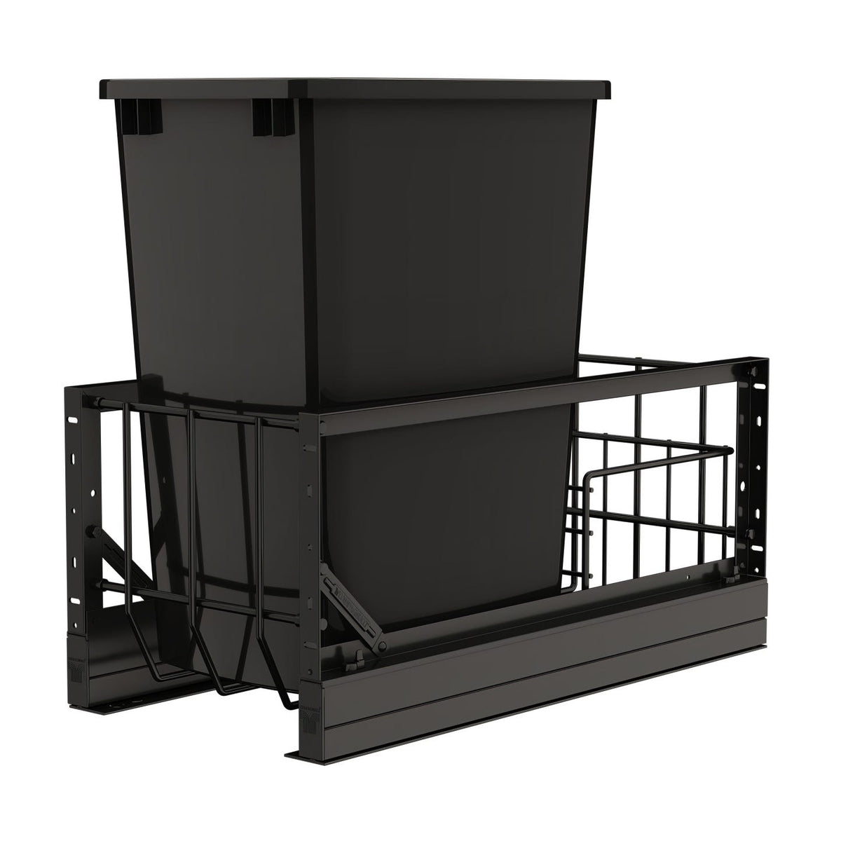 Rev-A-Shelf Aluminum Pullout Waste Container with Soft-Close, Black, 15"