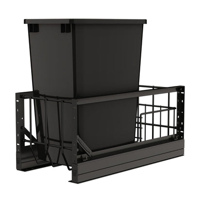 Rev-A-Shelf Aluminum Pullout Waste Container with Soft-Close, Black, 15"