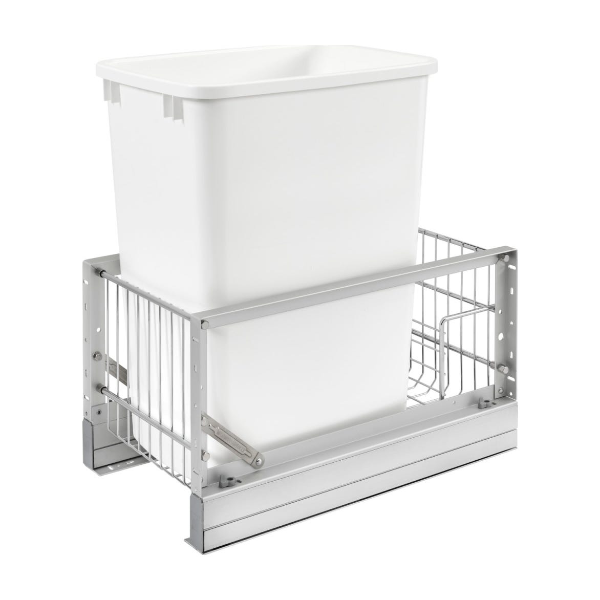 Rev-A-Shelf Aluminum Pullout Waste Container with Soft-Close, White, 15"
