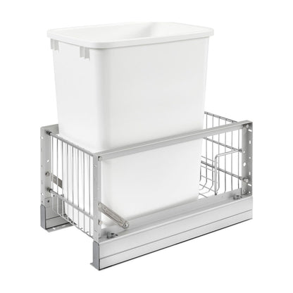 Rev-A-Shelf Aluminum Pullout Waste Container with Soft-Close, White, 15"