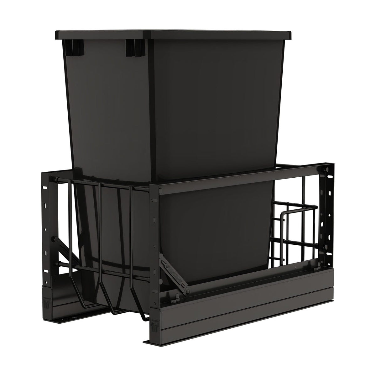 Rev-A-Shelf Aluminum Pullout Waste Container with Soft-Close, Black, 15"