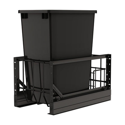 Rev-A-Shelf Aluminum Pullout Waste Container with Soft-Close, Black, 15"