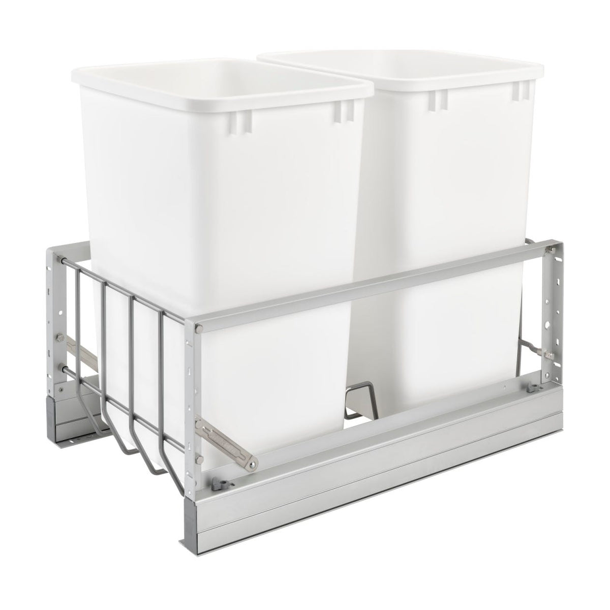 Rev-A-Shelf Aluminum Pullout Waste Container with Soft-Close, White, 18"