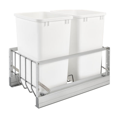 Rev-A-Shelf Aluminum Pullout Waste Container with Soft-Close, White, 18"