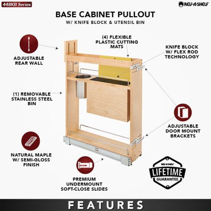 Rev-A-Shelf Base Cabinet Pullout with Knife Block & Utensil Bins