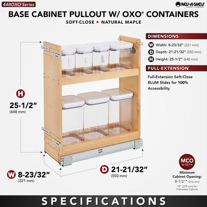 Rev-A-Shelf Base Cabinet Pullout with OXO Containers, 8"