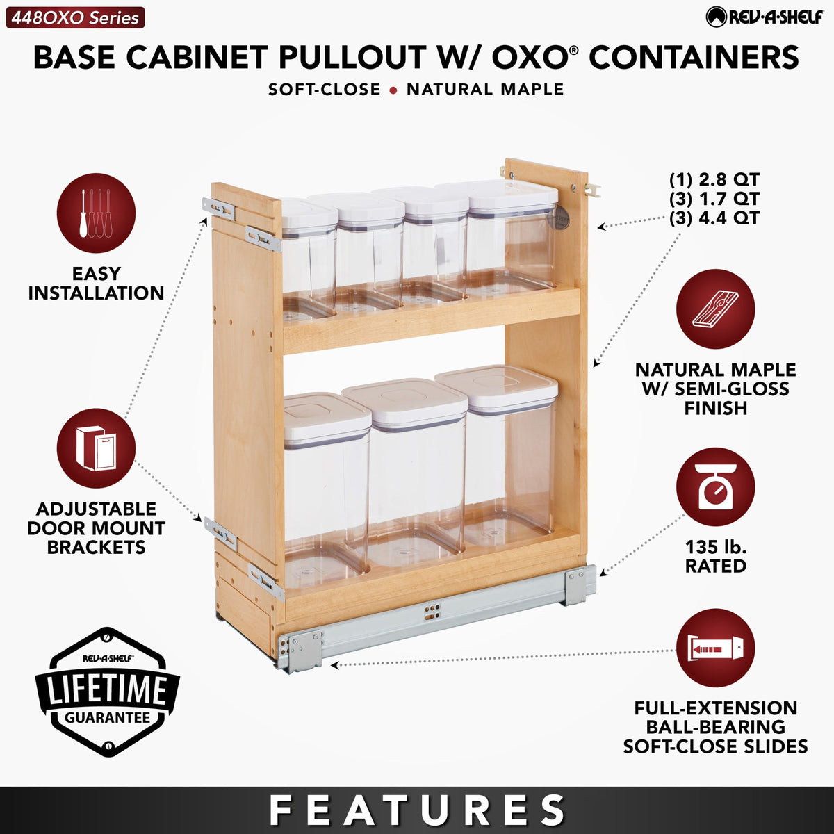 Rev-A-Shelf Base Cabinet Pullout with OXO Containers
