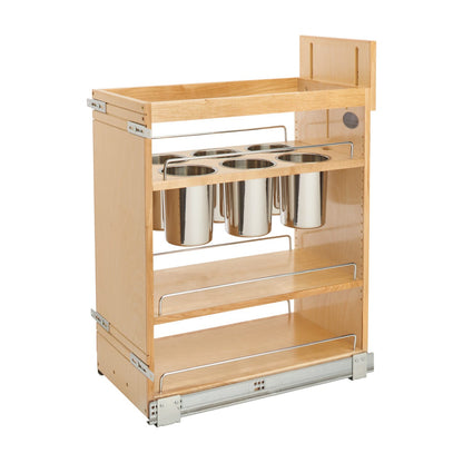 Rev-A-Shelf Base Cabinet Pullout with Utensil Bins, Maple, 15"