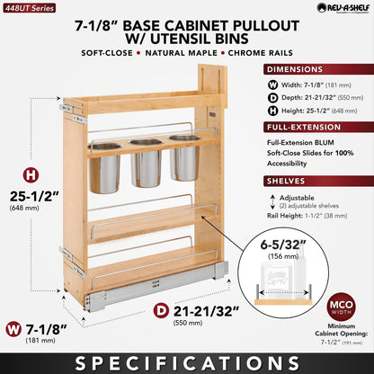 Rev-A-Shelf Base Cabinet Pullout with Utensil Bins, maple