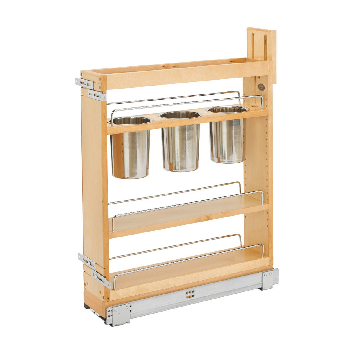 Rev-A-Shelf Base Cabinet Pullout with Utensil Bins, Maple, 9"