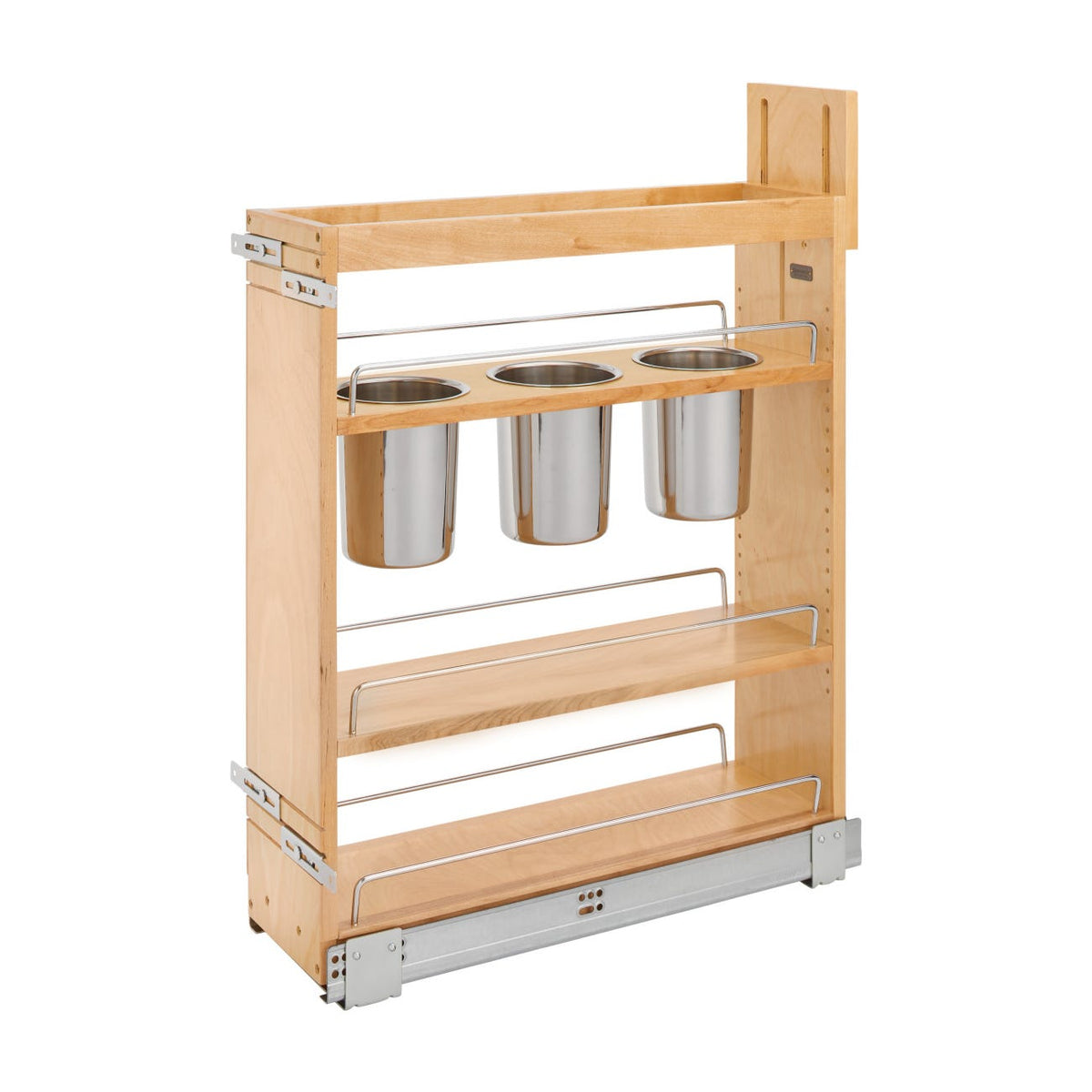 Rev-A-Shelf Base Cabinet Pullout with Utensil Bins, Maple, 9"