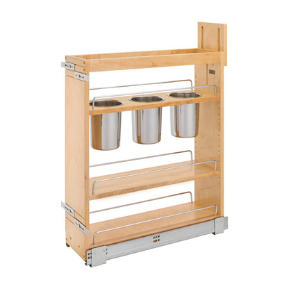 Rev-A-Shelf Base Cabinet Pullout with Utensil Bins, Maple, 9"