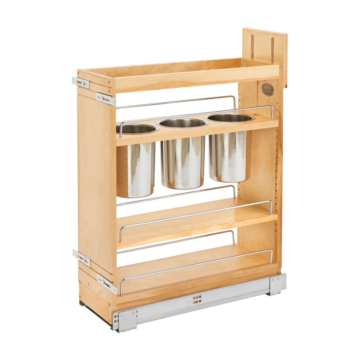 Rev-A-Shelf Base Cabinet Pullout with Utensil Bins, Maple, 12"