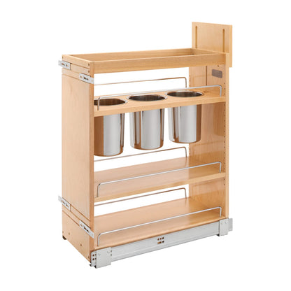 Rev-A-Shelf Base Cabinet Pullout with Utensil Bins, Maple, 12"