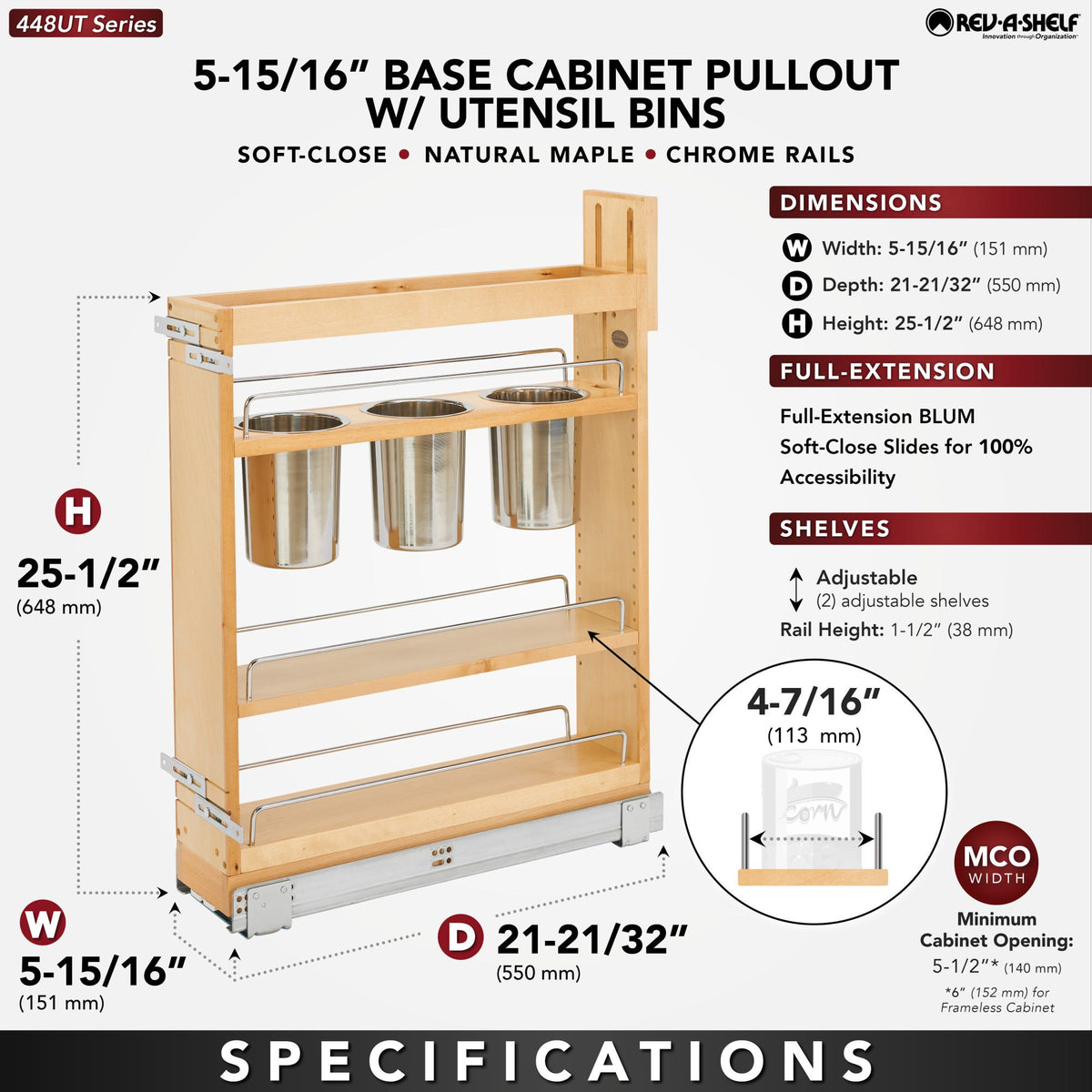 Rev-A-Shelf Base Cabinet Pullout with Utensil Bins