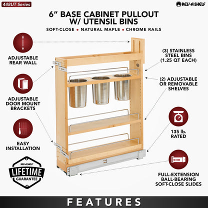 Rev-A-Shelf Base Cabinet Pullout with Utensil Bins