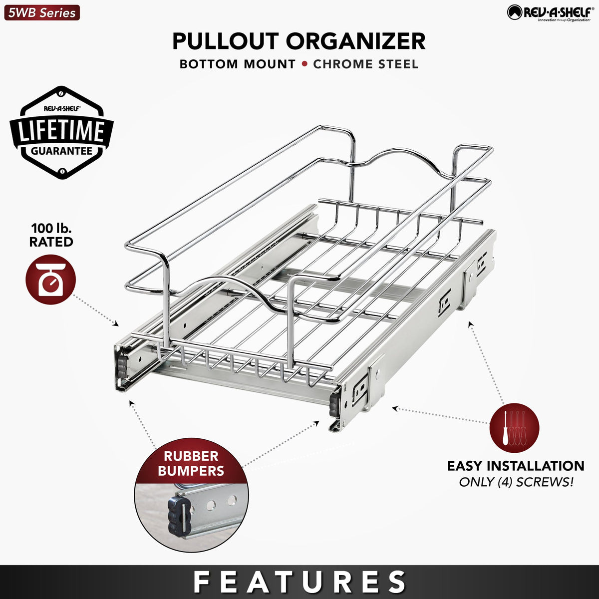 Rev-A-Shelf Chrome Wire Pullout Shelves