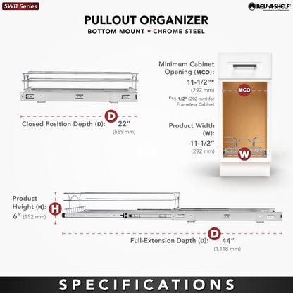 Rev-A-Shelf Chrome Wire Pullout Shelves, chrome