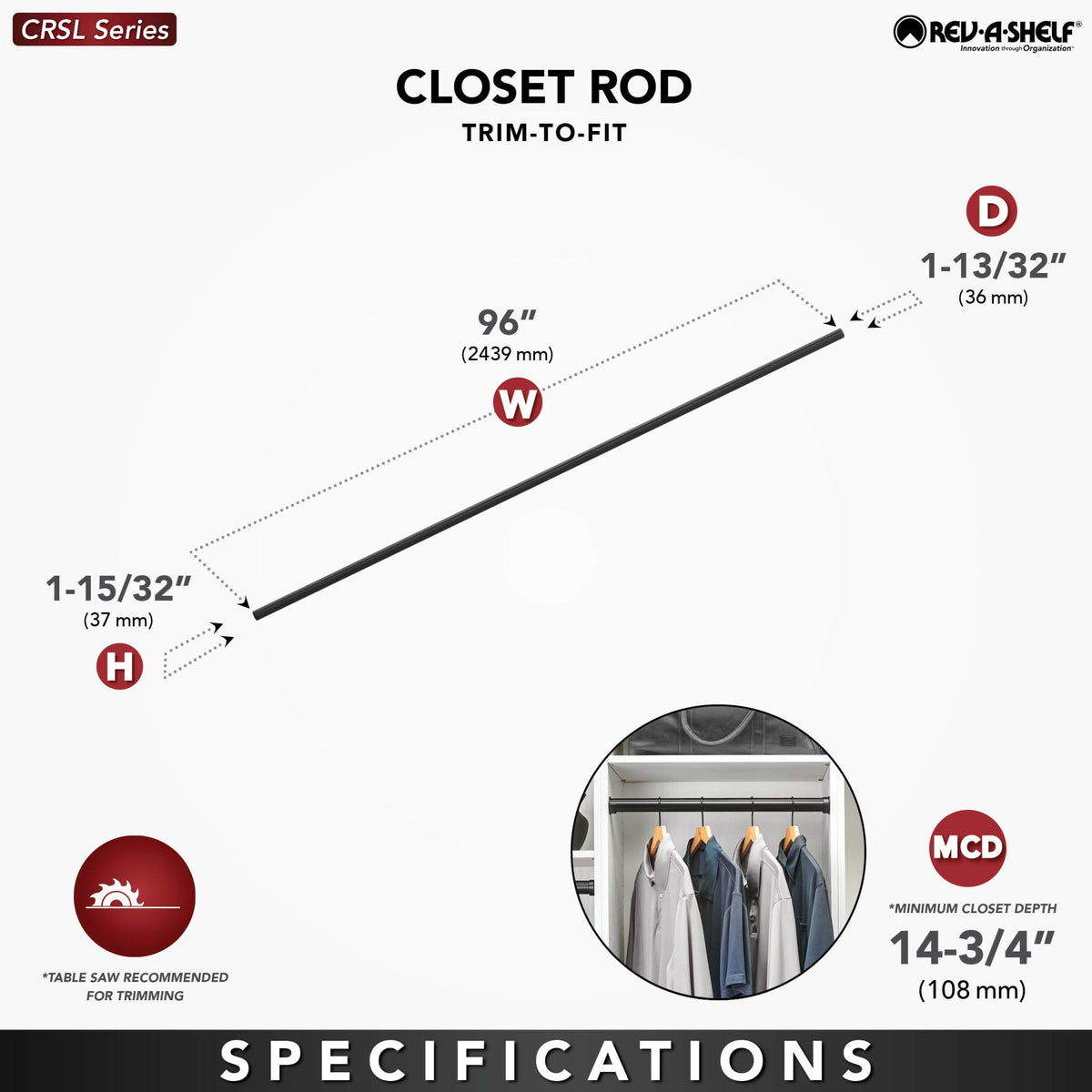 Rev-A-Shelf Closet Rod