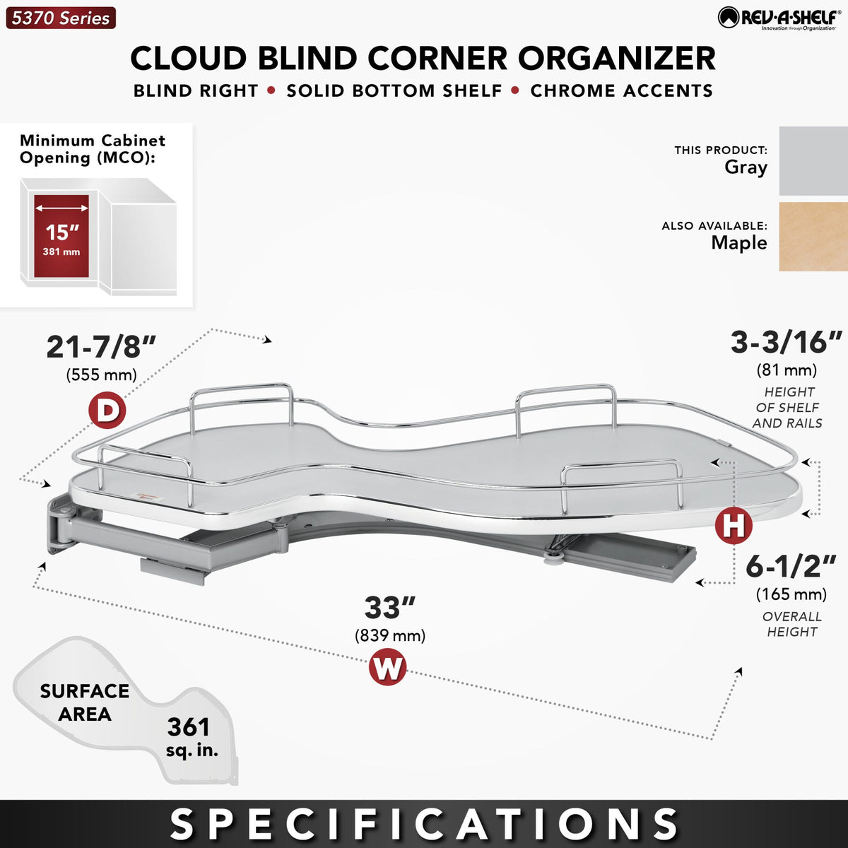 Rev-A-Shelf 'Cloud' Contemporary Blind Corner