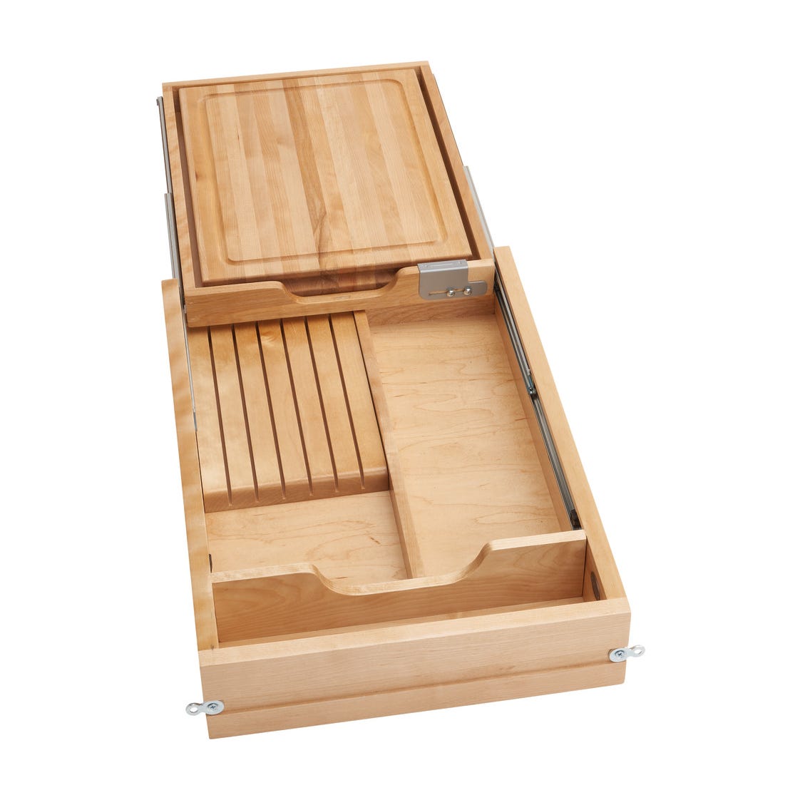 Rev-A-Shelf Combination Knife Holder/Cutting Board Drawer, Natural Maple, 18"