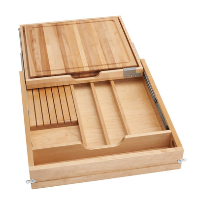 Rev-A-Shelf Combination Knife Holder/Cutting Board Drawer, Natural Maple, 24"