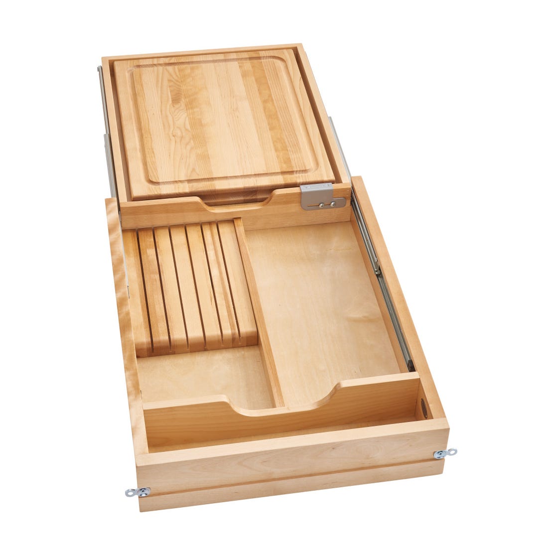 Rev-A-Shelf Combination Knife Holder/Cutting Board Drawer, Natural Maple, 18"