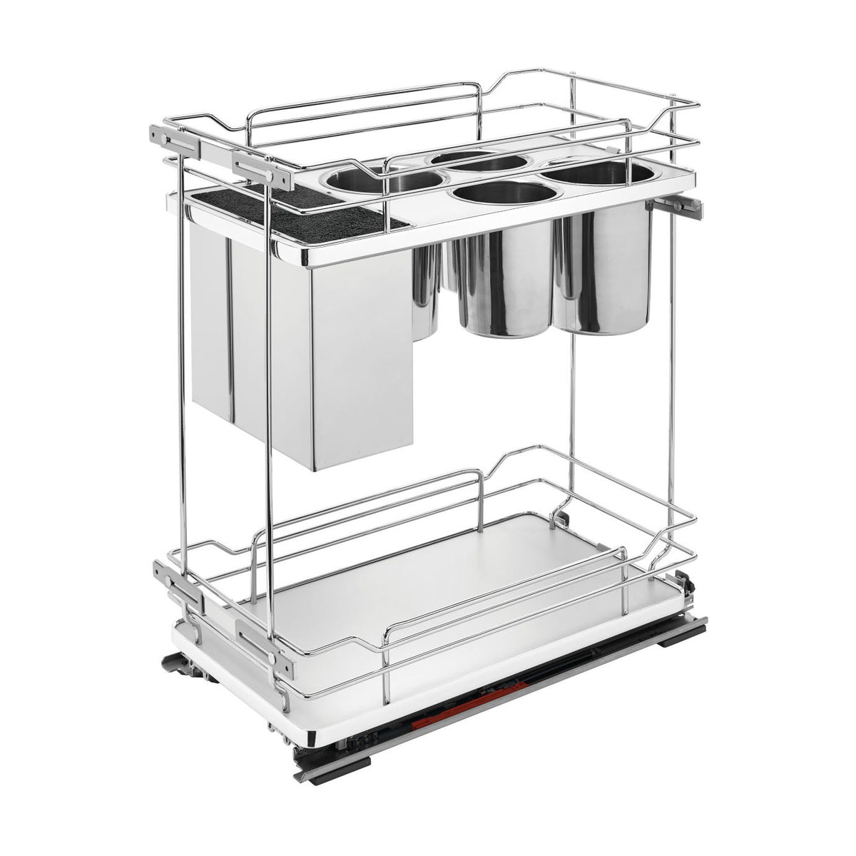 Rev-A-Shelf Contemporary Base Cabinet Pullout with Knife Block and Utensil Bin, Gray, 15"