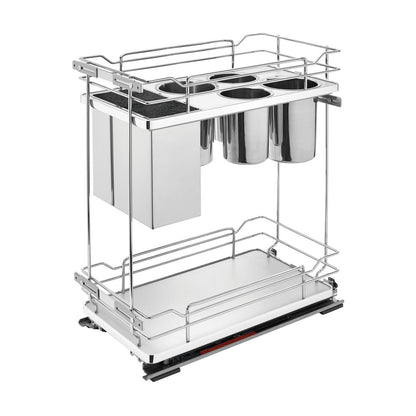 Rev-A-Shelf Contemporary Base Cabinet Pullout with Knife Block and Utensil Bin, Gray, 15"