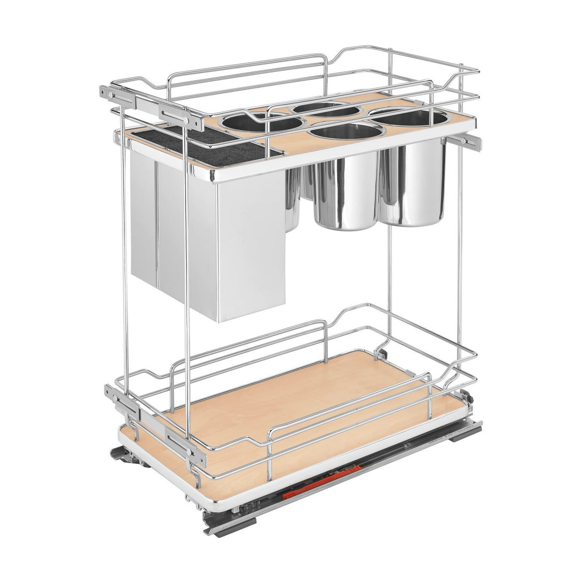 Rev-A-Shelf Contemporary Base Cabinet Pullout with Knife Block and Utensil Bin, Maple, 15"