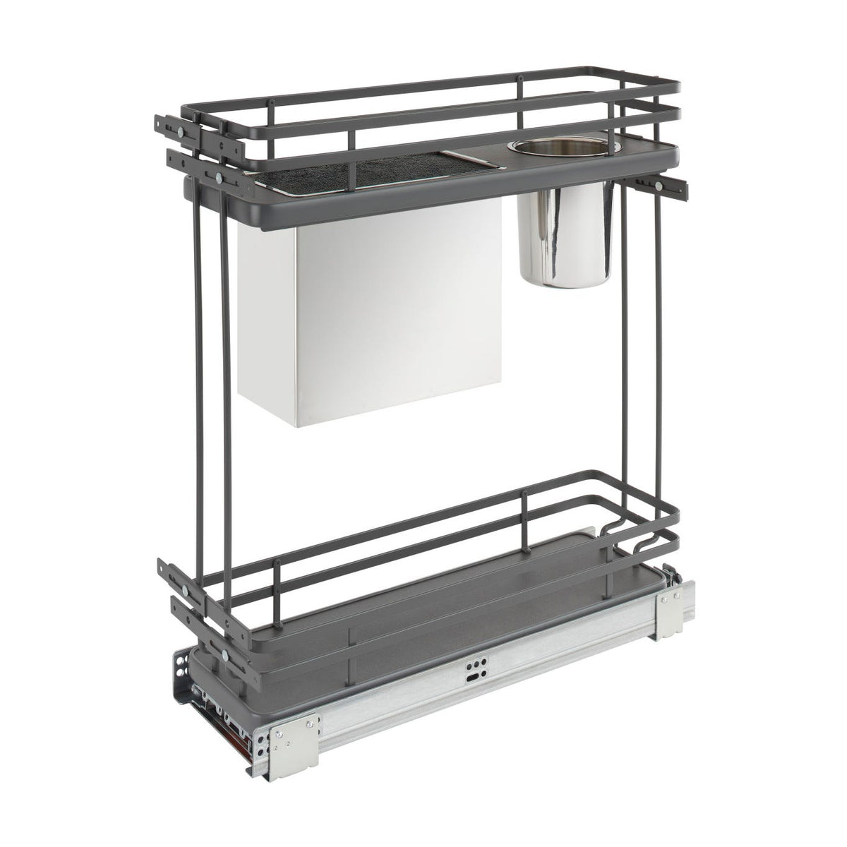 Rev-A-Shelf Contemporary Base Cabinet Pullout with Knife Block and Utensil Bin, Orion Gray, 9"
