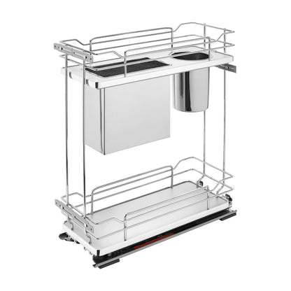 Rev-A-Shelf Contemporary Base Cabinet Pullout with Knife Block and Utensil Bin, Gray, 9"