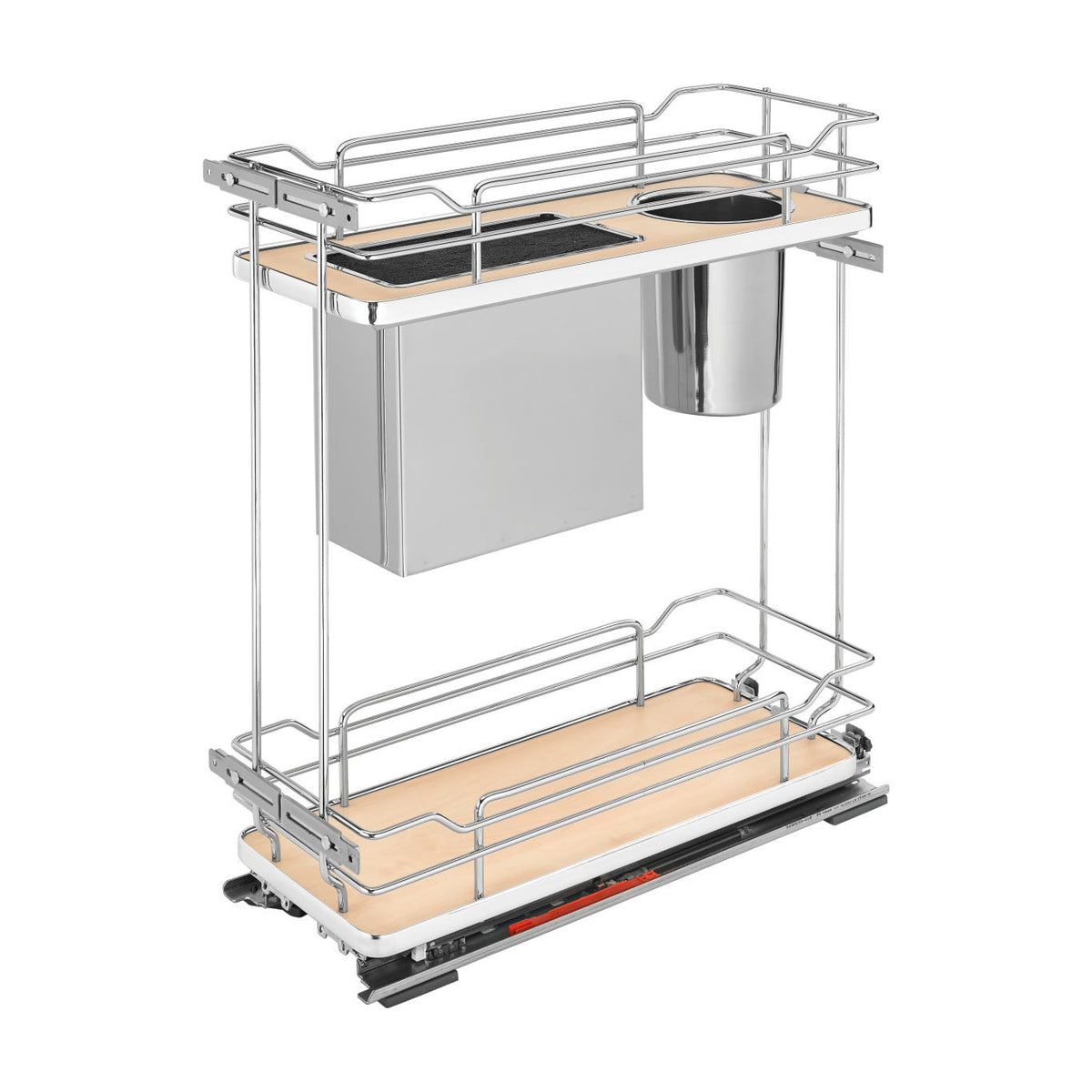 Rev-A-Shelf Contemporary Base Cabinet Pullout with Knife Block and Utensil Bin, Maple, 9"