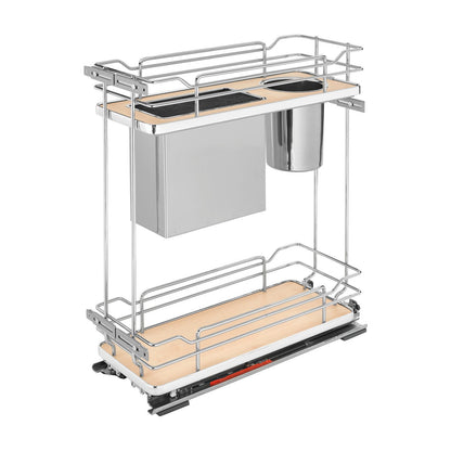 Rev-A-Shelf Contemporary Base Cabinet Pullout with Knife Block and Utensil Bin, Maple, 9"