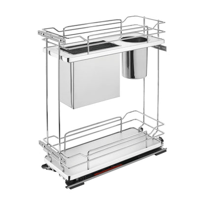Rev-A-Shelf Contemporary Base Cabinet Pullout with Knife Block and Utensil Bin, Gray, 12"