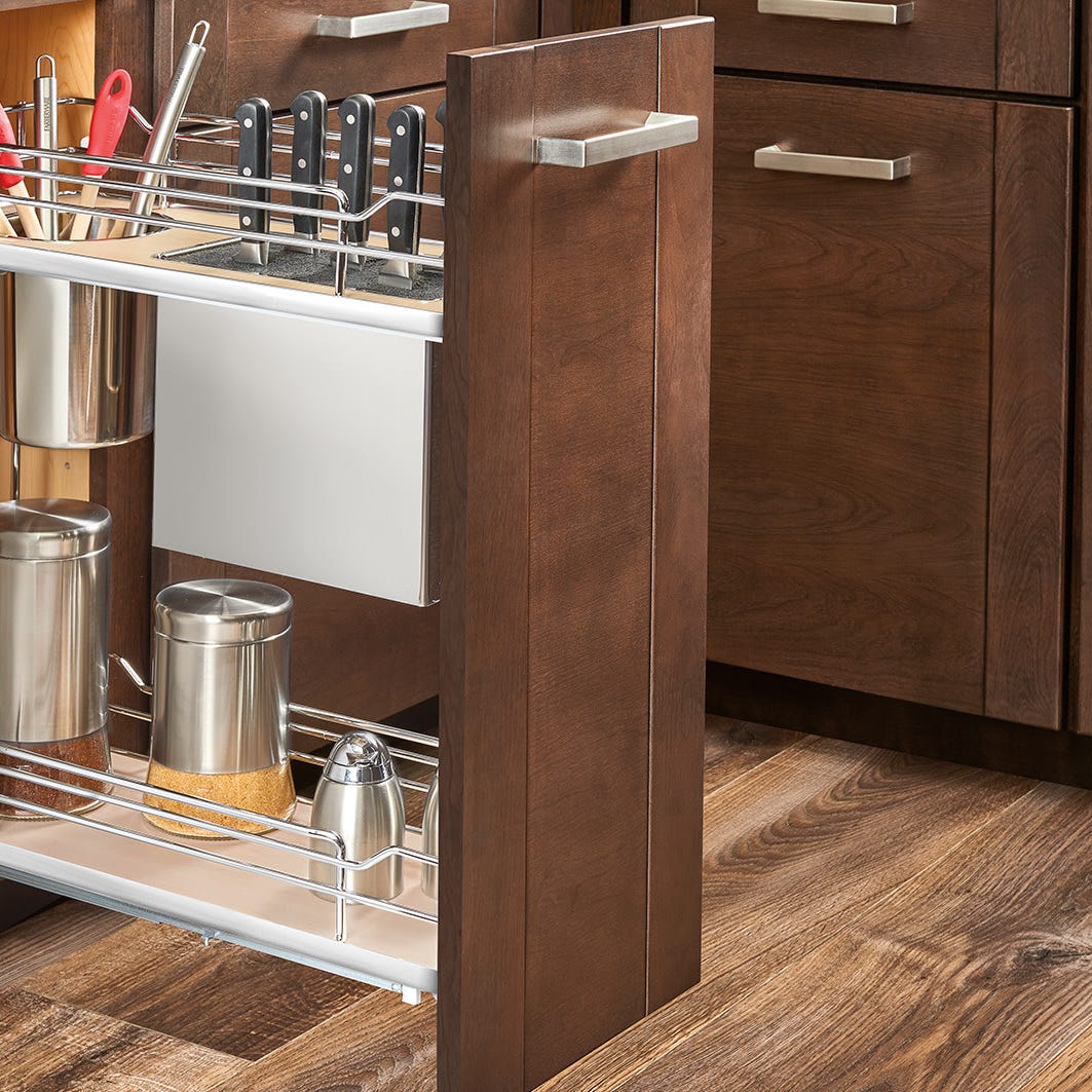 Rev-A-Shelf Contemporary Base Cabinet Pullout with Knife Block and Utensil Bin