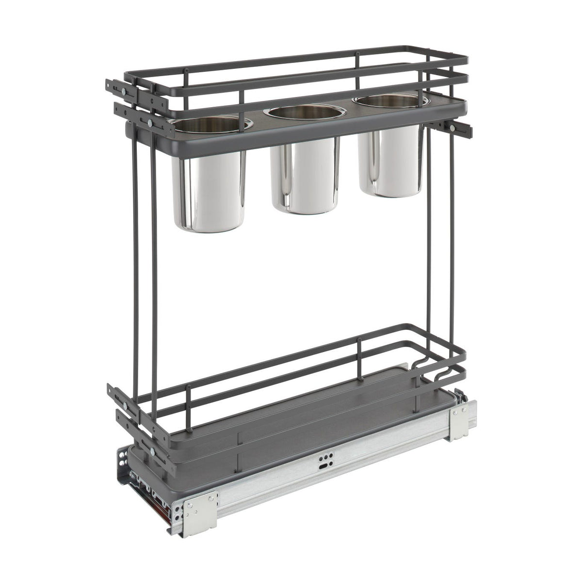 Rev-A-Shelf Contemporary Base Cabinet Pullout with Utensil Bins, Orion Gray, 12"