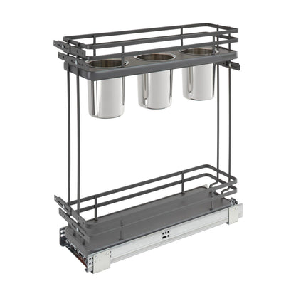 Rev-A-Shelf Contemporary Base Cabinet Pullout with Utensil Bins, Orion Gray, 12"