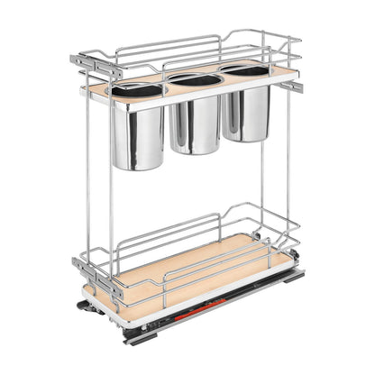 Rev-A-Shelf Contemporary Base Cabinet Pullout with Utensil Bins, Maple, 9"