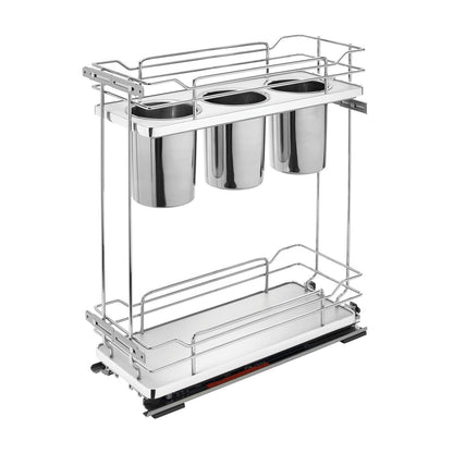 Rev-A-Shelf Contemporary Base Cabinet Pullout with Utensil Bins, Gray, 12"