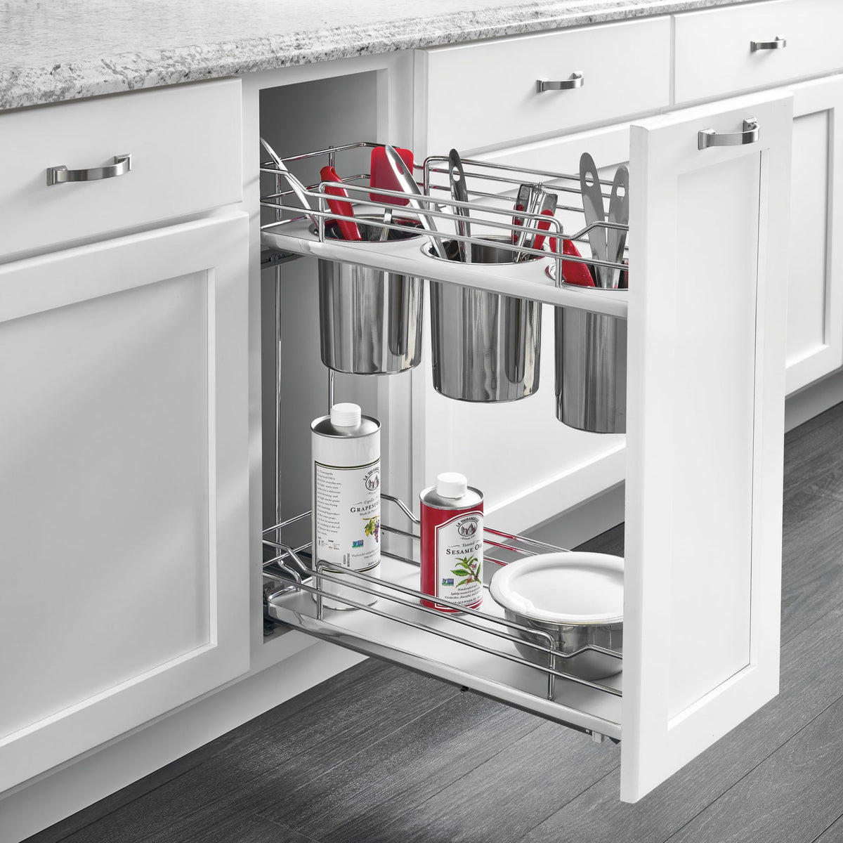 Rev-A-Shelf Contemporary Base Cabinet Pullout with Utensil Bins