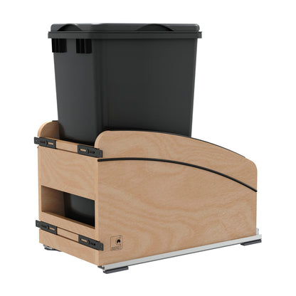 Rev-A-Shelf Craftsman Collection Solid Wood Bottom Mount Pullout Waste Container with BLUM Soft-Close, Maple, 15"